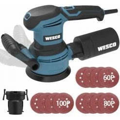 WESCO Ponceuses Excentrique 12000RPM 125mm, 300W Ponceuse Orbitale