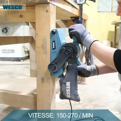 WESCO 920W Ponceuse à Bande,150-270 RPM Avec Sac à Poussière 6 WESCO 920W Ponceuse à Bande,150-270 RPM Avec Sac à Poussière – Image 4