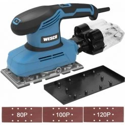 WESCO 240W 1/3 Ponceuse Vibrante Avec Feuille Abrasive P80, P120, P180) WS4168