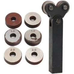HAPPYSHOPPING Ensemble D'outils De Moletage A Double Roue En Acier 7 Pieces Avec Kit De Moletage A Pas Lineaire De Roue De 0,5 Mm 1 Mm 2 Mm Ensemble De Moletage De Roue De Coupe De Tour, Modele: Noir -Ponceuse et polisseuse Soldes 42440568 4