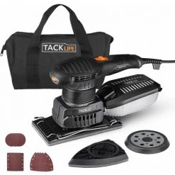 TACKLIFE Ponceuse Multifonction 200W, Fonction 3 En 1, 6 Vitesses Réglables, 15*carts De Ponçage Inclus (80 Grains), Dépoussiérage, Connexion à L'aspirateur.-MDS01B