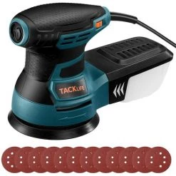 TACKLIFE Ponceuse Excentrique TACKLIFE, 350W, 13000 OPM Ponceuse Rotative, 6 Vitesses Variables, Équipé D’Une Boîte à Poussière,12pcs Disque De Ponçage, Ponceuse Pour Le Ponçage Du Bois Avce Métal, Bricolage - PRS01AS