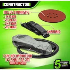 Ponceuse Plâtre 1220W - 225mm Avec Sac Récupérateur Et 8 Abrasifs - Constructor -Ponceuse et polisseuse Soldes 46301061 4