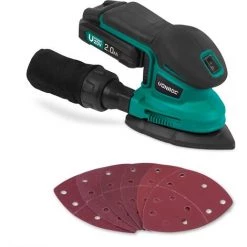 VONROC Ponceuse Delta Multifonction Sans Fil 20V – 6 Feuilles Abrasives, Batterie 2.0Ah Et Chargeur Inclus