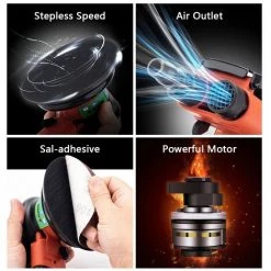 HAPPYSHOPPING Polisseuse Pneumatique De 5 Pouces, Meuleuse à Air à Grande Vitesse De Qualité Industrielle, Beauté De Voiture, Meuleuse à Sec -Ponceuse et polisseuse Soldes 48152314 4