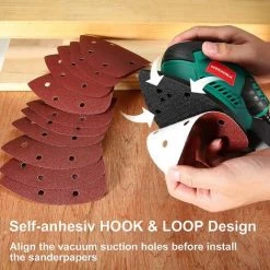 Ponceuse Vibrante, HYCHIKA 200W 14000RPM 12PCS Feuilles Abrasifs & Collecte De Poussière -Ponceuse et polisseuse Soldes 48439326 2