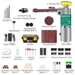 SUPERSELLER Ponceuse à Bande 211pcs 100W Mini Ponceuse à Bande Électrique Ponceuse Électrique Polisseuse Outil De Ceinture Abrasif Petite Rectifieuse à Main 7 Vitesses Avec Bandes Ponceuses Foret Roue De Coupe Abrasive Boîte à Outils De 10 Pouces Kit Complet D'Access -Ponceuse et polisseuse Soldes 48888798 4
