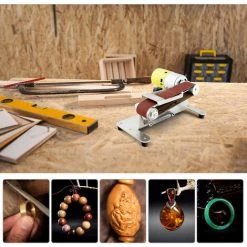 SUPERSELLER Ponceuse à Bande Mini Ponceuse à Bande Affûteuse De Bords électrique Avec établi Réglable 7 Vitesses Variables 10 Bandes Abrasives Ponçage Polissage Rectifieuse Pour Bois Acrylique Métal, Prise Britannique -Ponceuse et polisseuse Soldes 48888881 4