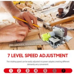 SUPERSELLER Ponceuse à Bande Mini Ponceuse à Bande Ponçage électrique Polissage Rectifieuse 7 Vitesse Variable Avec 10 Bandes Abrasives Pour Polir Le Bois Acrylique Métal, Prise Européenne -Ponceuse et polisseuse Soldes 48889220 5