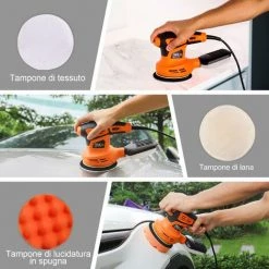 TACKLIFE PRS02A Ponceuse Orbitale 280W, 6 Vitesses (6.000-13.000 Rpm), 10 * Disques Abrasifs De 125mm (80 Grains) Et 3 Accessoires De Polissage (chiffon Microfibre, éponge Et Laine) Inclus, Collecte De La Poussière -Ponceuse et polisseuse Soldes 51302862 5