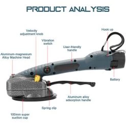 LIFCAUSAL Carrelage Carrelage Machine Mur Carrelage Pose Outil Vibrant Avec Ventouse 100*100mm Avec Deux Batteries EU Plug Bleu -Ponceuse et polisseuse Soldes 51745397 5