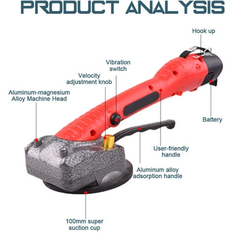 LIFCAUSAL Carrelage Carrelage Machine Mur Carrelage Pose Outil Vibrant Avec Ventouse 100*100mm Avec Une Batterie Rouge 5 LIFCAUSAL Carrelage Carrelage Machine Mur Carrelage Pose Outil Vibrant Avec Ventouse 100*100mm Avec Une Batterie Rouge – Image 3