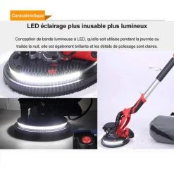 BLACKPINE - Ponceuse Girafe 800W 800-1800RPM, Ponceuse Pliante Sèche Collecte Automatique Des Poussières, Avec Lumière LED, 10 Disques Abrasifs, Tuyau Flexible Et 2 Brosses En Carbone -Ponceuse et polisseuse Soldes 52467885 3