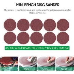 ASUPERMALL Mini Ponceuse D'établi à Bande Et à Disque, Affûteur électrique à 7 Vitesses Variables Avec10 Disques/ Bandes Abrasives, Ponceuse D'établi Pour Bois, Métal Et Acrylique, Type 2 - Type 2 -Ponceuse et polisseuse Soldes 52557623 4