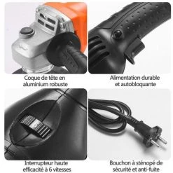 MERKMAK Polisseuse De Voiture Rotative 1200W Disque De Polissage 100mm Et 125mm 600 A 8800RPM 6 Vitesses Avec 29 Accessoires -Ponceuse et polisseuse Soldes 53456155 2