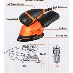 JMAX TOPSHAK TS-SD2 Ponceuse Delta 130W Ponceuse à Main Avec Boîtier De Récupération De Poussière Et 12 Papiers Abrasifs 10 JMAX TOPSHAK TS-SD2 Ponceuse Delta 130W Ponceuse à Main Avec Boîtier De Récupération De Poussière Et 12 Papiers Abrasifs -Ponceuse et polisseuse Soldes 53527370 4
