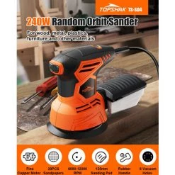 JMAX TOPSHAK TS-SD4 Ponceuse Orbitale Excentrique 240W – Ø 125mm - Boîte à Poussière Et 20 Feuilles Abrasives Inclus - 6000-12000 R/min -Ponceuse et polisseuse Soldes 53543186 3