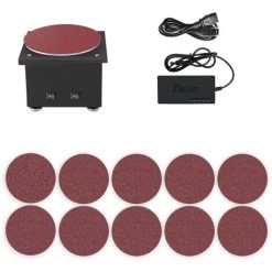 HAPPYSHOPPING Jauge Euro Multifonction Pour Polisseuse,Avec 10 Pièces De Papier De Verre Modèle Simple Ponceuse à Disque 7 Vitesses Réglable Petite Ponceuse électrique De Table