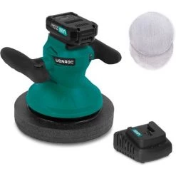 VONROC Polisseuse Sans Fil 20V - Ø240mm – 2 Bonnets De Polissage - Batterie Et Chargeur Rapide Incl.