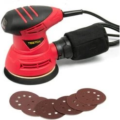 TEETOK Ponceuse Orbitale Al¨¦atoire 240 W 1200 Tr/min 125 Mm Papiers Abrasifs, 6 Pi¨¨ces De Papiers Abrasifs, Sac De D¨¦poussi¨¦rage, Plaque De Base De Pon?age Rotative ¨¤ 360¡ã