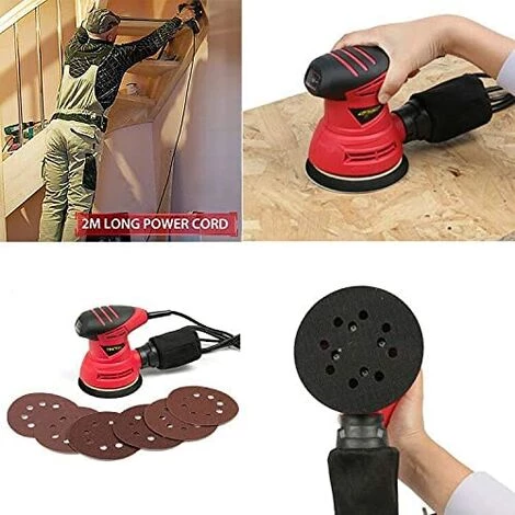 TEETOK Ponceuse Orbitale Al¨¦atoire 240 W 1200 Tr/min 125 Mm Papiers Abrasifs, 6 Pi¨¨ces De Papiers Abrasifs, Sac De D¨¦poussi¨¦rage, Plaque De Base De Pon?age Rotative ¨¤ 360¡ã 6 TEETOK Ponceuse Orbitale Al¨¦atoire 240 W 1200 Tr/min 125 Mm Papiers Abrasifs, 6 Pi¨¨ces De Papiers Abrasifs, Sac De D¨¦poussi¨¦rage, Plaque De Base De Pon?age Rotative ¨¤ 360¡ã – Image 4