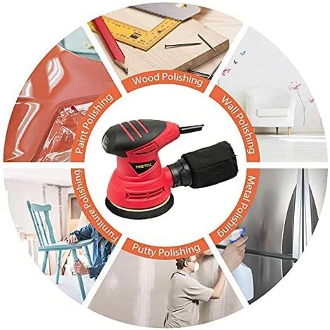 TEETOK Ponceuse Orbitale Al¨¦atoire 240 W 1200 Tr/min 125 Mm Papiers Abrasifs, 6 Pi¨¨ces De Papiers Abrasifs, Sac De D¨¦poussi¨¦rage, Plaque De Base De Pon?age Rotative ¨¤ 360¡ã 7 TEETOK Ponceuse Orbitale Al¨¦atoire 240 W 1200 Tr/min 125 Mm Papiers Abrasifs, 6 Pi¨¨ces De Papiers Abrasifs, Sac De D¨¦poussi¨¦rage, Plaque De Base De Pon?age Rotative ¨¤ 360¡ã – Image 5