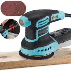 YOOUYIDA Ponceuse Orbitale 3.0a, 6 Vitesses, Ponceuse Orbitale Aléatoire 12 000 Tr/min, Kit 5 Ponceuses électriques