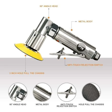 YOOUYIDA Mini Ponceuse D'angle Pneumatique Ponceuse Pneumatique à Paume Aléatoire Ponceuse Orbitale Pneumatique Avec Plaque De Support M6 Polisseuse De Voiture Set 4 YOOUYIDA Mini Ponceuse D'angle Pneumatique Ponceuse Pneumatique à Paume Aléatoire Ponceuse Orbitale Pneumatique Avec Plaque De Support M6 Polisseuse De Voiture Set – Image 2