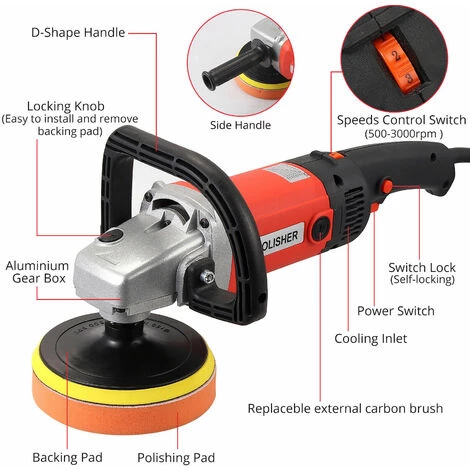 PROSTER Polisseuse Voiture électrique Ensemble à 8 Vitesses Variables, Mouvement Rotatif 1400W Avec éponges, Tampon De Polissage, Kit D'accessoires De Papier De Verre 24 Pour Meulage De Voiture, Polissage, Cirage, Emballage En Boîte En Plastique 4 PROSTER Polisseuse Voiture électrique Ensemble à 8 Vitesses Variables, Mouvement Rotatif 1400W Avec éponges, Tampon De Polissage, Kit D'accessoires De Papier De Verre 24 Pour Meulage De Voiture, Polissage, Cirage, Emballage En Boîte En Plastique – Image 2