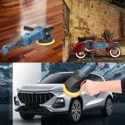 LIFCAUSAL Ponceuse Excentrique électrique Portative 980 W 5 Pouces Polisseuse Disque 125 Mm Maison Ménage Traitement Du Bois Meubles Voiture Polisseuse 6 Vitesses Variables DA Polisseuse Avec 2 Tampons -Ponceuse et polisseuse Soldes 58381176 4