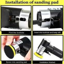 BEARSU Mini Ponceuse Excentrique à Air Comprimé Outil Polisseuse Rotative D'angle De Pression Orbitale Air Pneumatique Avec Tampon De Ponçage 15000 Rpm Air Sander Patin De Ponçage De 2 Pouce -Ponceuse et polisseuse Soldes 58463278 3