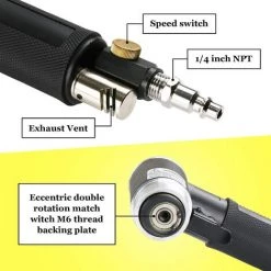 BEARSU Mini Ponceuse Excentrique à Air Comprimé Outil Polisseuse Rotative D'angle De Pression Orbitale Air Pneumatique Avec Tampon De Ponçage 15000 Rpm Air Sander Patin De Ponçage De 2 Pouce -Ponceuse et polisseuse Soldes 58463278 4