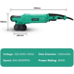 Polisseuse Orbitale Polisseuse Excentrique Stanew,Polisseuses Pour Auto Et Moto,4000RPM, 150mm Polissage Pad, 6 Vitesse Variable Ponceuse, Pour Le Polissage, Cirage, Ponçage - Vert -Ponceuse et polisseuse Soldes 59763081 5