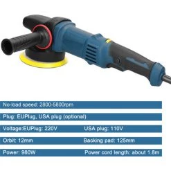 ASUPERMALL Ponceuse Excentrique électrique à Main 980W, Polisseuse 5", Disque 125mm, 6 Vitesses, Avec 2 Tampons De Polissage -Ponceuse et polisseuse Soldes 60287927 4