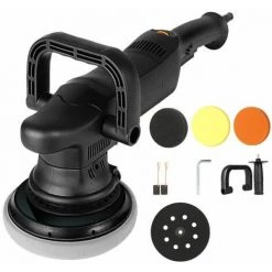 LITZEE Polisseuse Machine De Polissage De Voiture De Vitesse Maximale De 1250W 220 V 3800r/min Machine De Polissage De Choc De 15mm Machine De Cire De Voiture De Polisseuse Réglable En Continu à Six Vitesses, Avec Disques éponge Divers