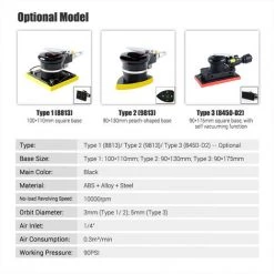 HAPPYSHOPPING Machine à Polir Noire Mini Polisseuse à Sec Excentrique Pneumatique Pour Le Ponçage Et Le Dépoussiérage (sans Patins De Ponçage),avec Tuyau D'aspiration Et Sac En Tissu 90*175 Grand Carré En Forme De Pêche - Avec Tuyau D'aspiration Et Sac En Tissu 90*175 -Ponceuse et polisseuse Soldes 60562445 3