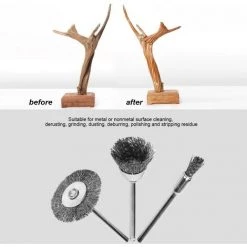 MINKUROW 24pcs Brosses Métalique Perceuse, Roue Et Coupelle En Laiton En Acier Brosses De Polissage De Fil De Fer Kit Complet, Outils Meuleuse Rotatifs Pour Éliminer La Rouille/Corrosion/Peinture -Ponceuse et polisseuse Soldes 60995747 2