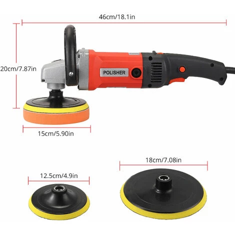 GETLITOOL Polisseuse électrique 8 Vitesses Variables Vitesse Variable 600-3600 Tr/min Meulage De Voiture Mouvement Rotatif 1400 W Avec éponges, Tampon De Polissage, Kit D'accessoires De Papier De Verre 24, Polissage, Cirage, Emballage En Boîte En Plastique Pour Déd 4 GETLITOOL Polisseuse électrique 8 Vitesses Variables Vitesse Variable 600-3600 Tr/min Meulage De Voiture Mouvement Rotatif 1400 W Avec éponges, Tampon De Polissage, Kit D'accessoires De Papier De Verre 24, Polissage, Cirage, Emballage En Boîte En Plastique Pour Déd – Image 2