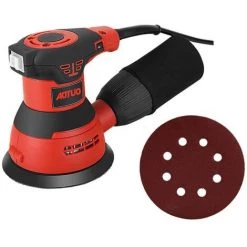 Yoouyida Ponceuse Vibrante Feuille, Ponceuse à Variables 5000-13000RPM Avec Boîte De Collecte De Poussière, Base De Ponçage125mm, 30 Feuilles De Ponçage, Mécanisme De Serrage Du Papier