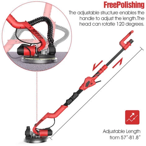 VISTRECK Ponceuse Murale 710 W Avec 14 Disques De Ponçage 6 Vitesses Variables 1000-1850 Tr/min Ponceuse électrique Pour Cloison Sèche Avec Poignée Pliable Et Sac De Transport 5 VISTRECK Ponceuse Murale 710 W Avec 14 Disques De Ponçage 6 Vitesses Variables 1000-1850 Tr/min Ponceuse électrique Pour Cloison Sèche Avec Poignée Pliable Et Sac De Transport – Image 4