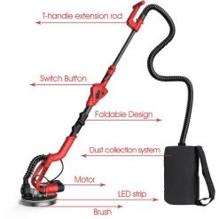 VISTRECK Ponceuse Murale 710 W Avec 14 Disques De Ponçage 6 Vitesses Variables 1000-1850 Tr/min Ponceuse électrique Pour Cloison Sèche Avec Poignée Pliable Et Sac De Transport 10 VISTRECK Ponceuse Murale 710 W Avec 14 Disques De Ponçage 6 Vitesses Variables 1000-1850 Tr/min Ponceuse électrique Pour Cloison Sèche Avec Poignée Pliable Et Sac De Transport -Ponceuse et polisseuse Soldes 61172605 5