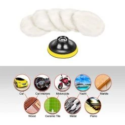 DENUOTOP Peaux De Polissage Bonnet De Polissage Auto-agrippant En Laine D'agneau 80 Mm Et Disque De Polissage Pour Machine à Polir Polisseuse Rectifieuse