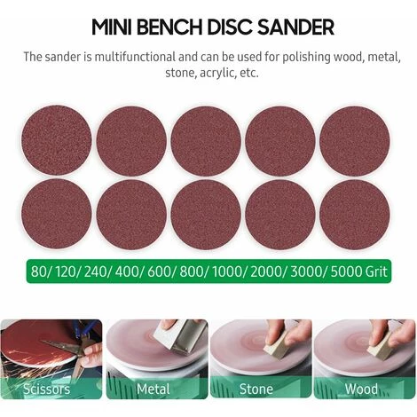 LIFCAUSAL Mini Ponceuse à Disque Et Rouleau De Ponçage électrique Affûteuse De Bords 7 Vitesses Variables DIY Benchtop Polissage Ponceuse Pour Bois Métal Acrylique Pierre Polissage, 10 Disques De Ponçage 6 Bandes De Ponçage (EU Plug & Type 2) 6 LIFCAUSAL Mini Ponceuse à Disque Et Rouleau De Ponçage électrique Affûteuse De Bords 7 Vitesses Variables DIY Benchtop Polissage Ponceuse Pour Bois Métal Acrylique Pierre Polissage, 10 Disques De Ponçage 6 Bandes De Ponçage (EU Plug & Type 2) – Image 4