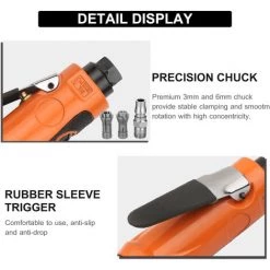 LIFCAUSAL Mini Meuleuse Droite à Air 22 000 Tr/min Kit D'outils Rotatifs De Polissage à Air Pneumatique équipé De Pinces 1/4" 1/8", 2 Clés Et 10 Pièces De Pierre Abrasive Montée KP-620H -Ponceuse et polisseuse Soldes 63810601 5