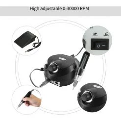 LIFCAUSAL Perceuse à Ongles électrique Professionnelle 30000 Tr/min E-file Lime à Ongles électrique Meuleuse Polisseuse Kit Manucure Pédicure Perceuse Pour Ongles En Gel Acrylique Prise Ue Noir -Ponceuse et polisseuse Soldes 63810755 3