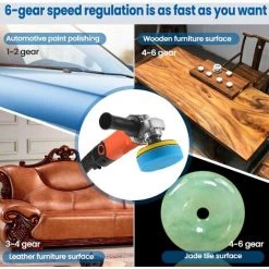 FUIENKO Polisseuse électrique Ultra-légère Pour Voiture, 8800 Tr/min, 220V, 1200W, Cadran De Commande à 6 Vitesses, Machine De Polissage Automatique,colorful -Ponceuse et polisseuse Soldes 65406763 5