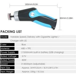TANCYCO Mini Polisseuse 60 W Avec Câble De Charge USB 8500 Tr/min Polisseuse De Voiture à Vitesse Variable Polisseuse électrique Nettoyage Polissage Machine à Cirer Outil De Réparation Des Rayures De Surface Automobile -Ponceuse et polisseuse Soldes 65828745 3