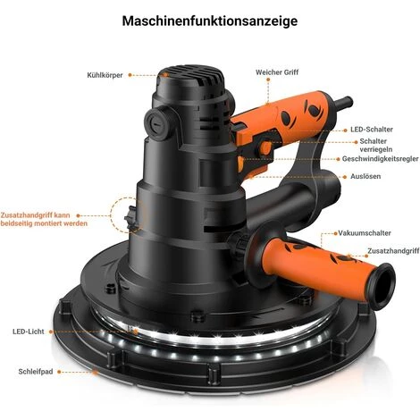 MVPOWER Ponceuse Girafe | Ponceuse à Bras | 800 Watt | Ø 225 Mm |12 Disques Abrasifs 4 MVPOWER Ponceuse Girafe | Ponceuse à Bras | 800 Watt | Ø 225 Mm |12 Disques Abrasifs – Image 2