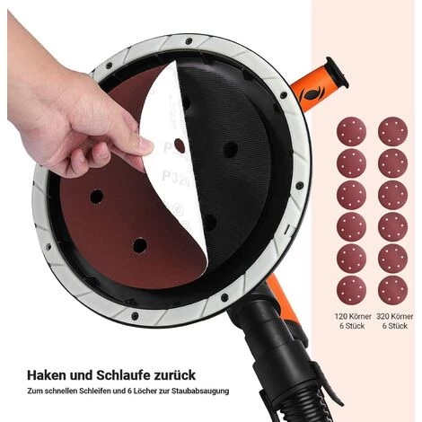 MVPOWER Ponceuse Girafe | Ponceuse à Bras | 800 Watt | Ø 225 Mm |12 Disques Abrasifs 6 MVPOWER Ponceuse Girafe | Ponceuse à Bras | 800 Watt | Ø 225 Mm |12 Disques Abrasifs – Image 4