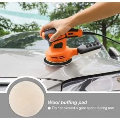 GIZCAM Ponceuse Excentrique 280W, 10 * 125mm Disques Abrasifs (80 Grains) Et 3 Accessoires De Polissage (tissu Microfibre, éponge Et Laine) Inclus